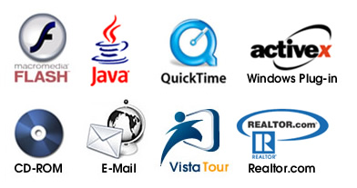 Available Virtual Tour Formats: Flash, Java, Quicktime, ActiveX, CD-ROM, E-mail 